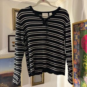 Liz Claiborne Lace Up Striped Sweater